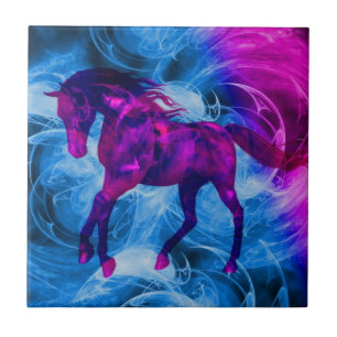 Fantasy Black Horse Animal Art Tile