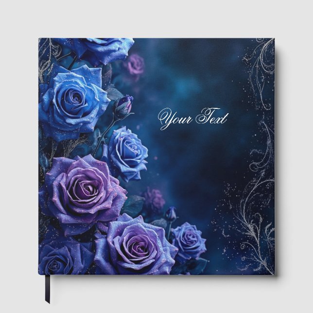 Fantasy Blue and Purple Wedding Roses Guest Book (Front)