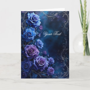 Fantasy Blue and Purple Wedding Roses Invitation