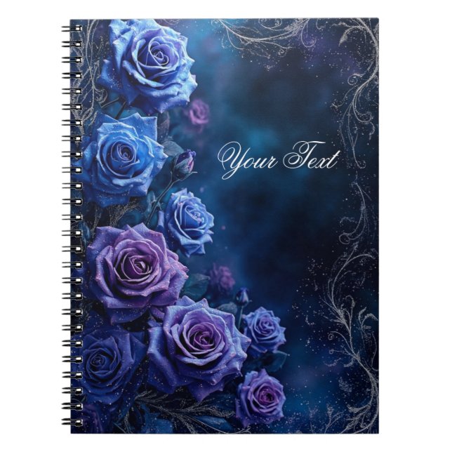 Fantasy Blue and Purple Wedding Roses Notebook (Front)