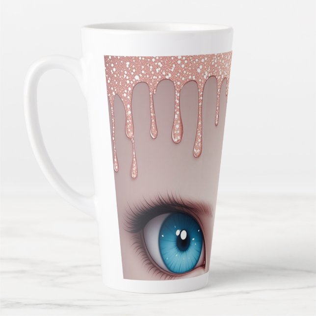 Fantasy Blue Eyes With Dripping Latte Mug (Left)