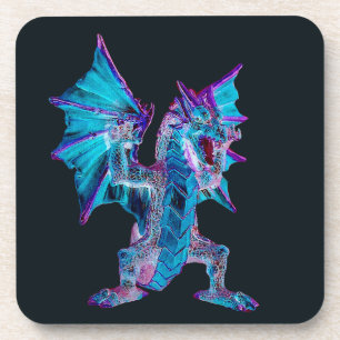 Fantasy Blue Fire Dragon 6 Coaster Set