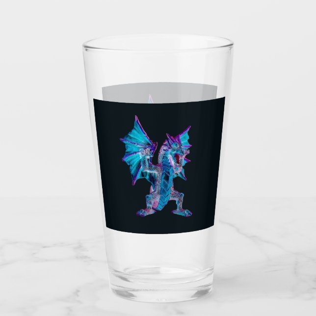 Fantasy Blue Fire Dragon  Glass (Front)