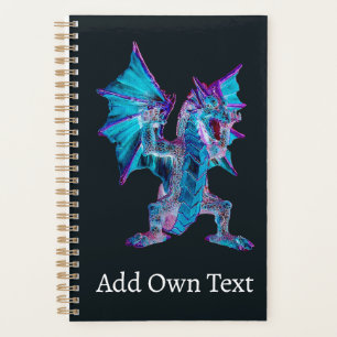 Fantasy Blue Fire Dragon Heart Planner