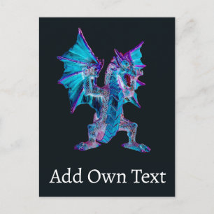 Fantasy Blue Fire Dragon Holiday Postcard