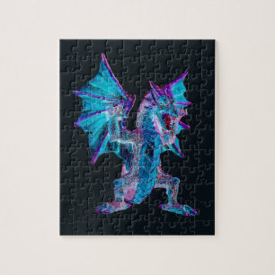 Fantasy Blue Fire Dragon Jigsaw Puzzle