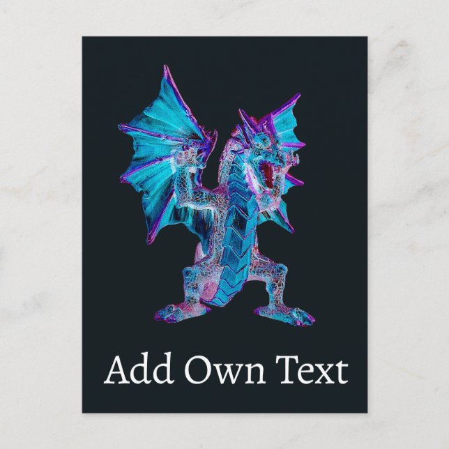 Fantasy Blue Fire Dragon  Postcard (Front)