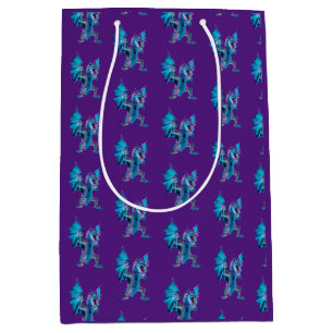 Fantasy Blue Fire Dragon Purple Medium Gift Bag