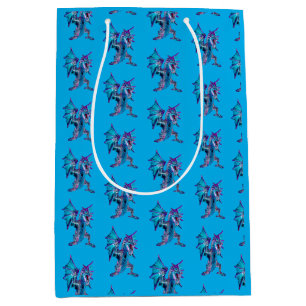 Fantasy Blue Fire Dragon Sky Blue Medium Gift Bag