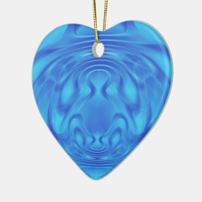 Fantasy Blue Heart Ceramic Tree Decoration (Left)