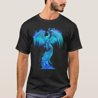 Fantasy Blue Ice Phoenix Rises From The Fiery Ashe T-Shirt