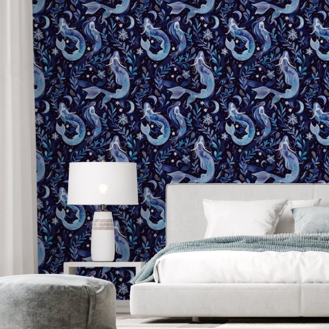 Fantasy Blue Mermaid Pattern Removable Wallpaper (Creator Uploaded)