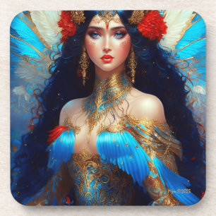 Fantasy Blue Water Fairy Mermaid Coaster