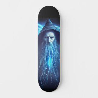 Fantasy Blue Wizard illustration Thunder Graphic Skateboard
