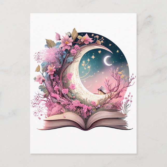 Fantasy Book Lover Design Postcard (Front)