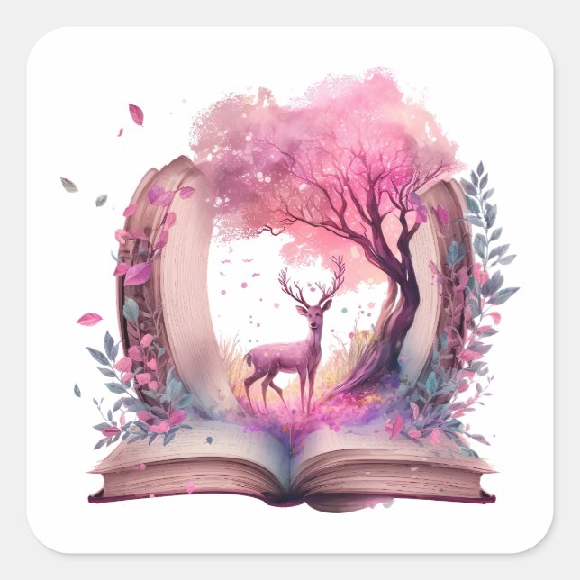Fantasy Book Lover Design Square Sticker (Front)