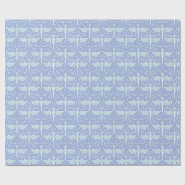 Fantasy Botanical Dragon Wrapping Paper (Flat)
