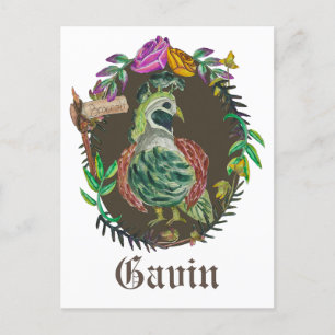 Fantasy broccoli quail - cute quail postcard