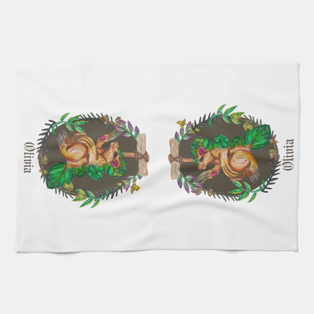 Fantasy Brussels sprout badger -  cute badger Tea Towel (Horizontal)
