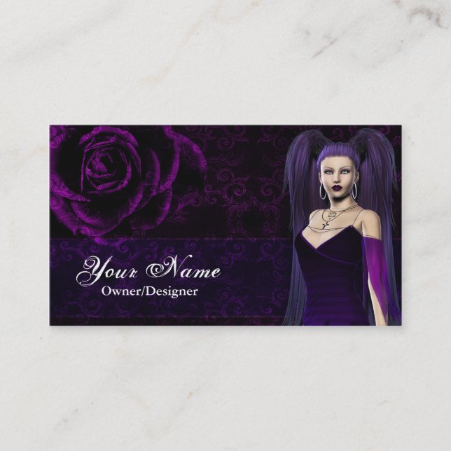 Fantasy Business Cards - Dark Gothic Woman 4 (Front)
