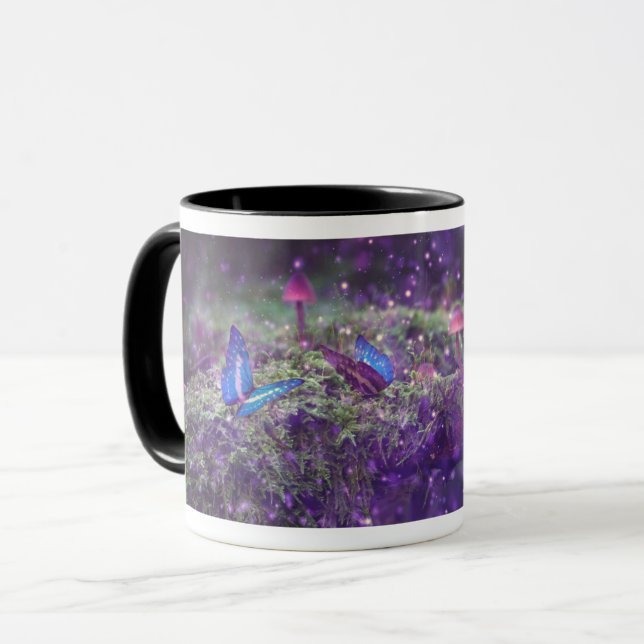 Fantasy Butterflies & Mushrooms Artwork Mug (Front Left)