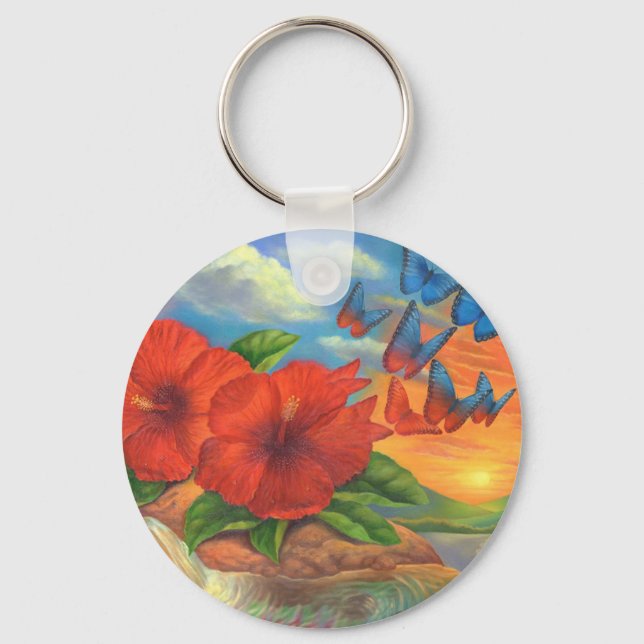 Fantasy Butterfly Landscape Painting - Multi Key Ring (Front)
