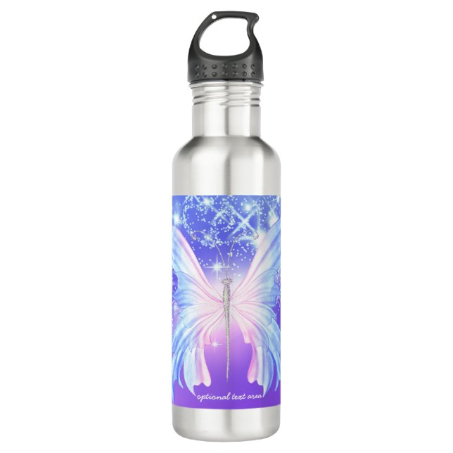 Fantasy Butterfly Pink & Purple Sparkle Glam 710 Ml Water Bottle (Front)