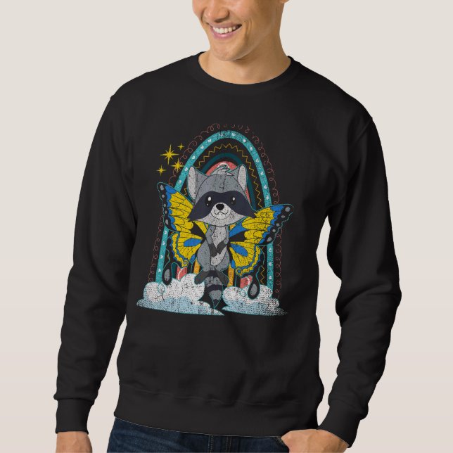 Fantasy Butterfly Rainbow Trash Panda Forest Anima Sweatshirt (Front)