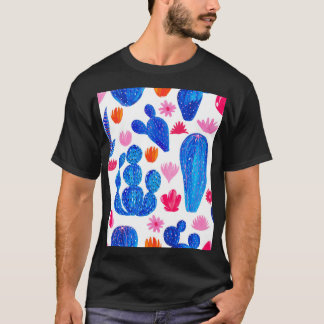 Fantasy Cacti: Decorative Seamless Pattern. T-Shirt