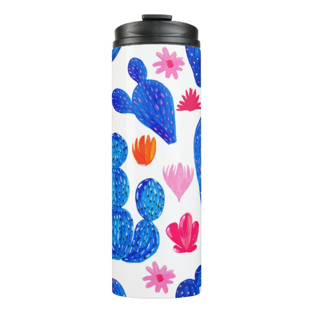 Fantasy Cacti: Decorative Seamless Pattern. Thermal Tumbler (Front)