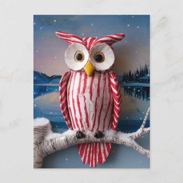 Fantasy Candy cane Owl Postcard (Front)