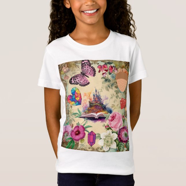 Fantasy Castle Butterfly Fun Cute Design T-Shirt (Front)