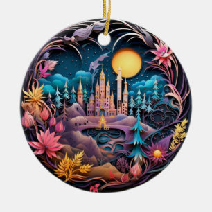  Fantasy Castle Decor, Quilled  Ceramic Tree Decoration