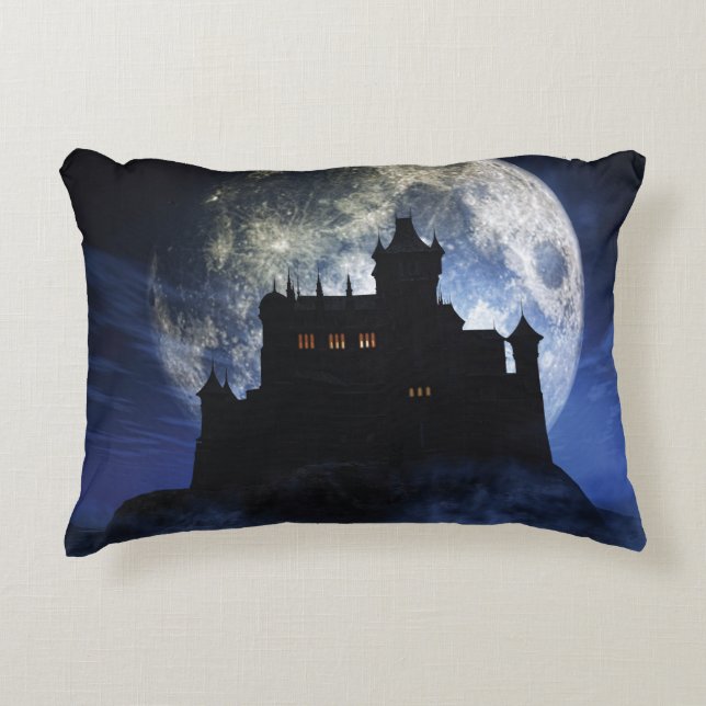 Fantasy castle during night decorative cushion (Front)