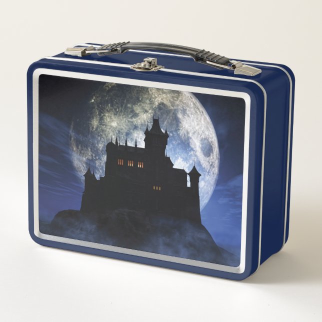 Fantasy castle during night metal lunch box (Front)