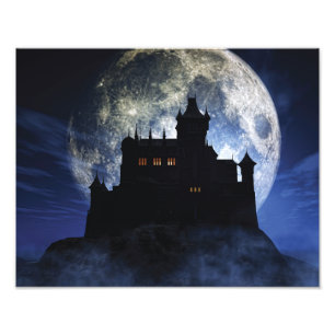Fantasy castle during night photo print