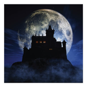 Fantasy castle during night poster