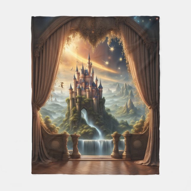 Fantasy Castle Sherpa Blanket  (Front)