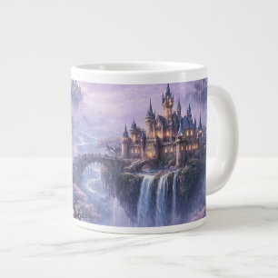 Fantasy Castle Surreal Landscape Lavender Blue Large Coffee Mug