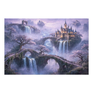 Fantasy Castle Surreal Landscape Lavender Blue Photo Print