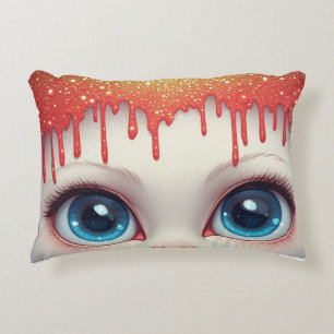 Fantasy Cat Blue Eyes With Dripping Decorative Cushion