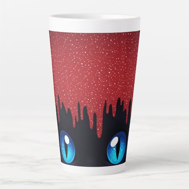 Fantasy Cat Blue Eyes With Dripping Latte Mug (Front)