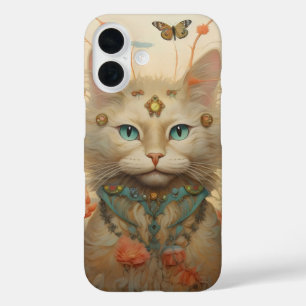 Fantasy Cat Flowers iPhone 16 Case