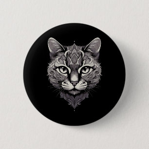 Fantasy Cat Mandala Art Mystical Oriental Style Fe 6 Cm Round Badge