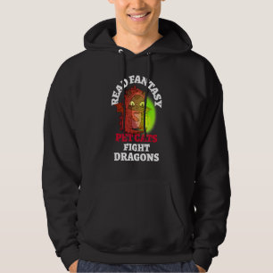 Fantasy Cats Fight Dragons Bookish Magic Fantasy R Hoodie