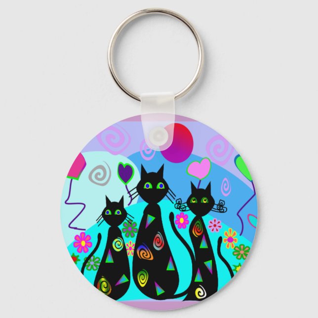 "Fantasy Cats of Summer" Key Ring (Front)