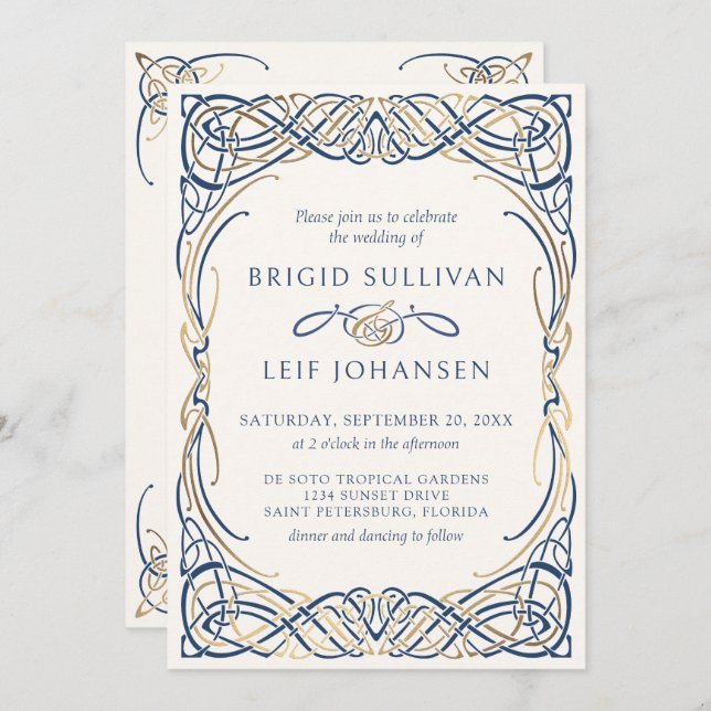 Fantasy Celtic Mediaeval Wedding Invitation (Front/Back)