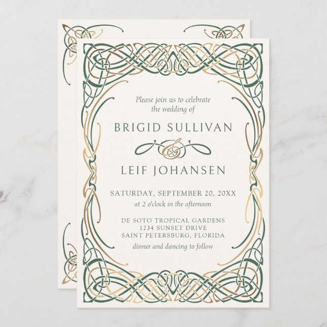 Fantasy Celtic Mediaeval Wedding Invitation (Front/Back)