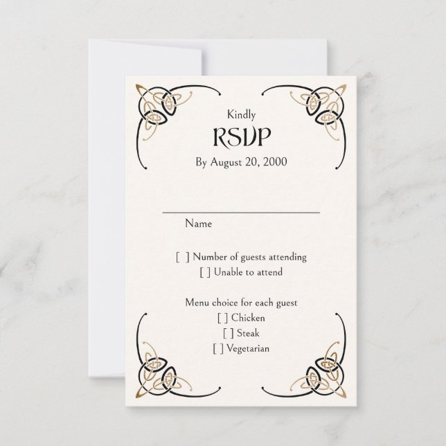 Fantasy Celtic Mediaeval Wedding RSVP Card (Front)