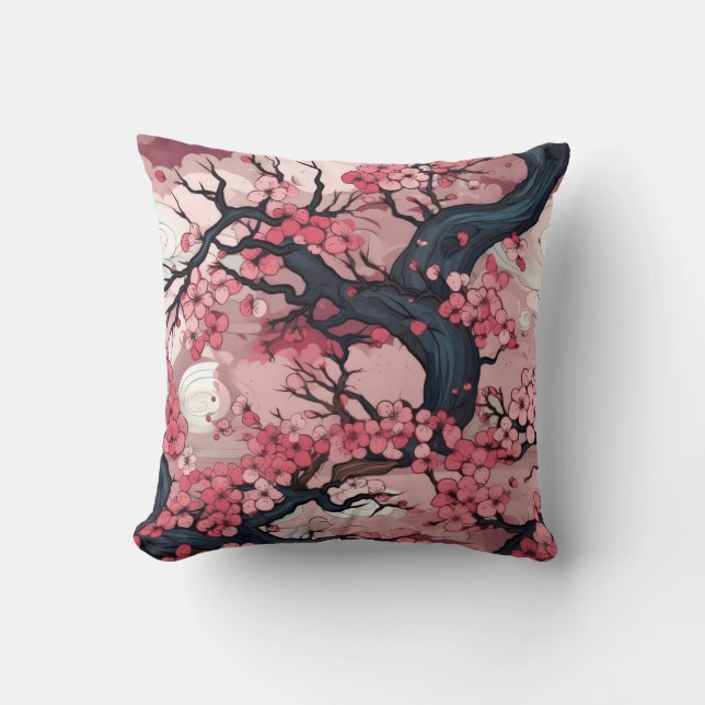 Fantasy Cherry Blossom Dreamscape Cushion (Front)